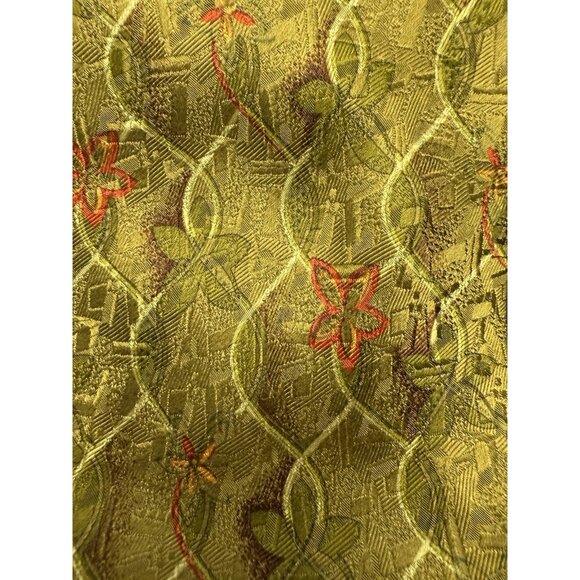 ERMENEGILDO ZEGNA YELLOW Orange Green FLORAL SILK MEN'S Neck Tie 60.5” - Picture 5 of 6